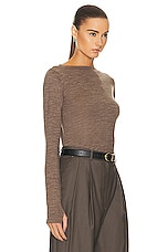 Toteme Long Sleeve Boat Neck Top in Oat Melange, view 2, click to view large image.