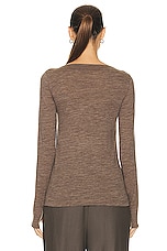 Toteme Long Sleeve Boat Neck Top in Oat Melange, view 3, click to view large image.