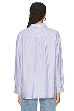 Toteme Striped Half Placket Shirt in Blue & White, view 3, click to view large image.