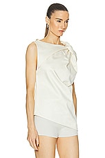 Toteme Shoulder Twist Satin Top in Ecru, view 2, click to view large image.