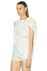 Toteme Shoulder Twist Satin Top in Ecru, view 3, click to view large image.