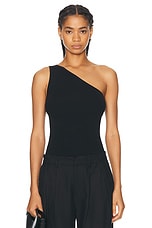 Toteme One Shoulder Ribbed Top in Black, view 1, click to view large image.