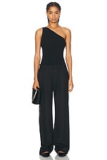 Toteme One Shoulder Ribbed Top in Black, view 4, click to view large image.