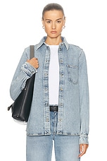 Toteme Petite Denim Shirt in Cool Blue, view 1, click to view large image.