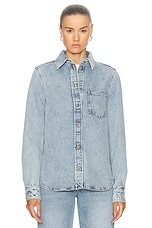 Toteme Petite Denim Shirt in Cool Blue, view 2, click to view large image.