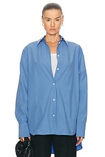 Toteme Kimono Sleeve Poplin Shirt in Cornflower, view 1, click to view large image.