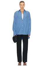 Toteme Kimono Sleeve Poplin Shirt in Cornflower, view 4, click to view large image.