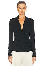 Toteme Overlapped Jersey Top in Black | FWRD