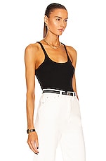 Toteme Scoop Neck Rib Tank in Black, view 2, click to view large image.