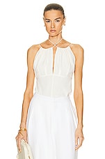 Toteme Gathered Halterneck Top in Off White, view 1, click to view large image.