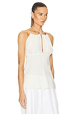 Toteme Gathered Halterneck Top in Off White, view 2, click to view large image.