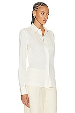 Toteme Slim Cotton Jersey Shirt in Macadamia, view 2, click to view large image.