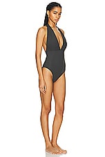 Toteme Halterneck One Piece Swimsuit in Anthracite, view 3, click to view large image.