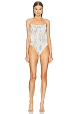 Toteme Smocked Swimsuit in Washed Floral, view 1, click to view large image.
