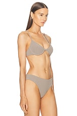 Toteme Smocked Half Cup Bikini Top in Dove, view 2, click to view large image.