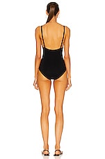 Toteme Deep Neck One Piece Swimsuit in Black, view 3, click to view large image.