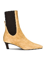 Toteme The Mid Heel Suede Boot in Beige, view 1, click to view large image.