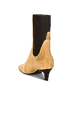 Toteme The Mid Heel Suede Boot in Beige, view 3, click to view large image.