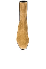 Toteme The Mid Heel Suede Boot in Beige, view 4, click to view large image.