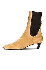 Toteme The Mid Heel Suede Boot in Beige, view 5, click to view large image.