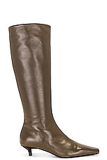Toteme The Slim Knee High Boot in Ash, view 1, click to view large image.