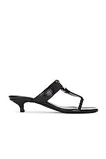 Toteme Belted Croco Flip Flop Heel in Black, view 1, click to view large image.