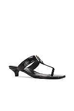 Toteme Belted Croco Flip Flop Heel in Black, view 2, click to view large image.