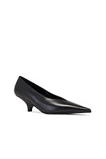 Toteme Leather Wedge Heel Pump in Black, view 2, click to view large image.