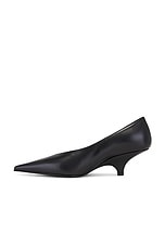 Toteme Leather Wedge Heel Pump in Black, view 5, click to view large image.