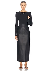 TOVE Mari Leather Skirt in Black, view 5, click to view large image.