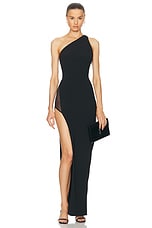 The Sei Curve Gown With Mesh Inset in Black, view 1, click to view large image.