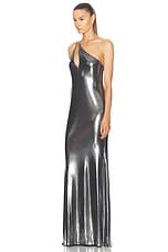 The Sei Double Strap Gown in Silver Foil, view 3, click to view large image.