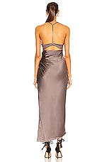 The Sei Cut Out Ruched Midi Dress in Smog, view 4, click to view large image.
