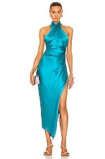 The Sei for FWRD Cross Wrap Halter Dress in Aqua, view 1, click to view large image.
