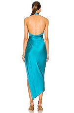 The Sei for FWRD Cross Wrap Halter Dress in Aqua, view 4, click to view large image.