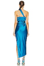 The Sei Asymmetrical Bandeau Dress in Ocean, view 4, click to view large image.