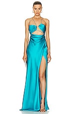 The Sei for FWRD Asymmetric Strappy Gown in Aqua, view 1, click to view large image.