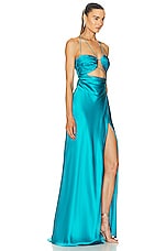 The Sei for FWRD Asymmetric Strappy Gown in Aqua, view 2, click to view large image.