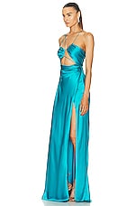 The Sei for FWRD Asymmetric Strappy Gown in Aqua, view 3, click to view large image.