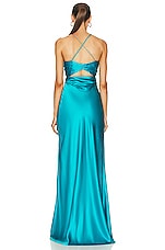 The Sei for FWRD Asymmetric Strappy Gown in Aqua, view 4, click to view large image.