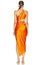 The Sei One Shoulder Cut Out Dress in Tangerine, view 4, click to view large image.