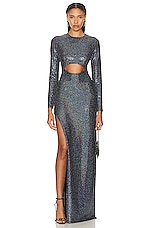 The Sei Long Sleeve Cut Out Gown in Galaxy, view 1, click to view large image.