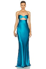 The Sei Balconette Bias Gown in Lake, view 1, click to view large image.