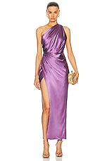 The Sei Asymmetrical Drape Dress in Amethyst, view 1, click to view large image.