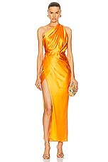 The Sei Asymmetric Drape Dress in Mango, view 1, click to view large image.