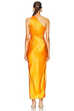The Sei Asymmetric Drape Dress in Mango, view 4, click to view large image.