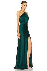 The Sei Asymmetric Halter Gown in Forest, view 2, click to view large image.