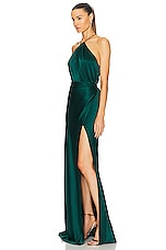 The Sei Asymmetric Halter Gown in Forest, view 3, click to view large image.