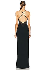 The Sei Plunge Gown With Mesh in Black, view 3, click to view large image.