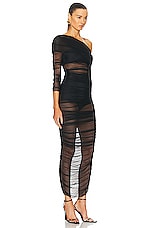 The Sei Long Sleeve Asymmetric Dress in Black, view 2, click to view large image.